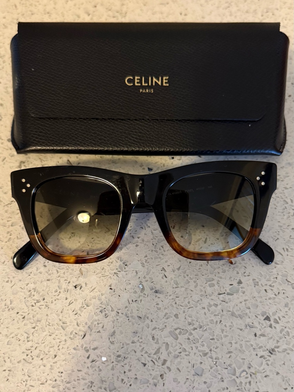 Celine 3 DOTS Gradient Square In Black to Tortoise Sunglasses